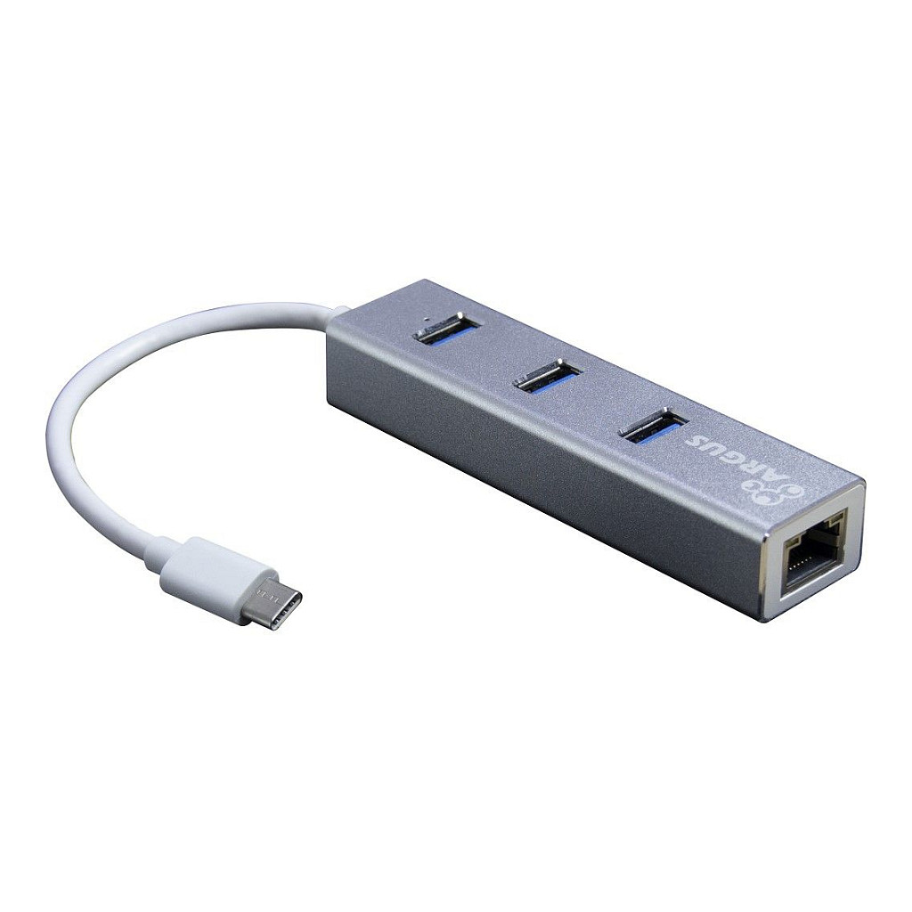 USB-C Hub INTER-TECH Argus IT-410-S (3x USB 3.2, Gigabit LAN) Silver-0