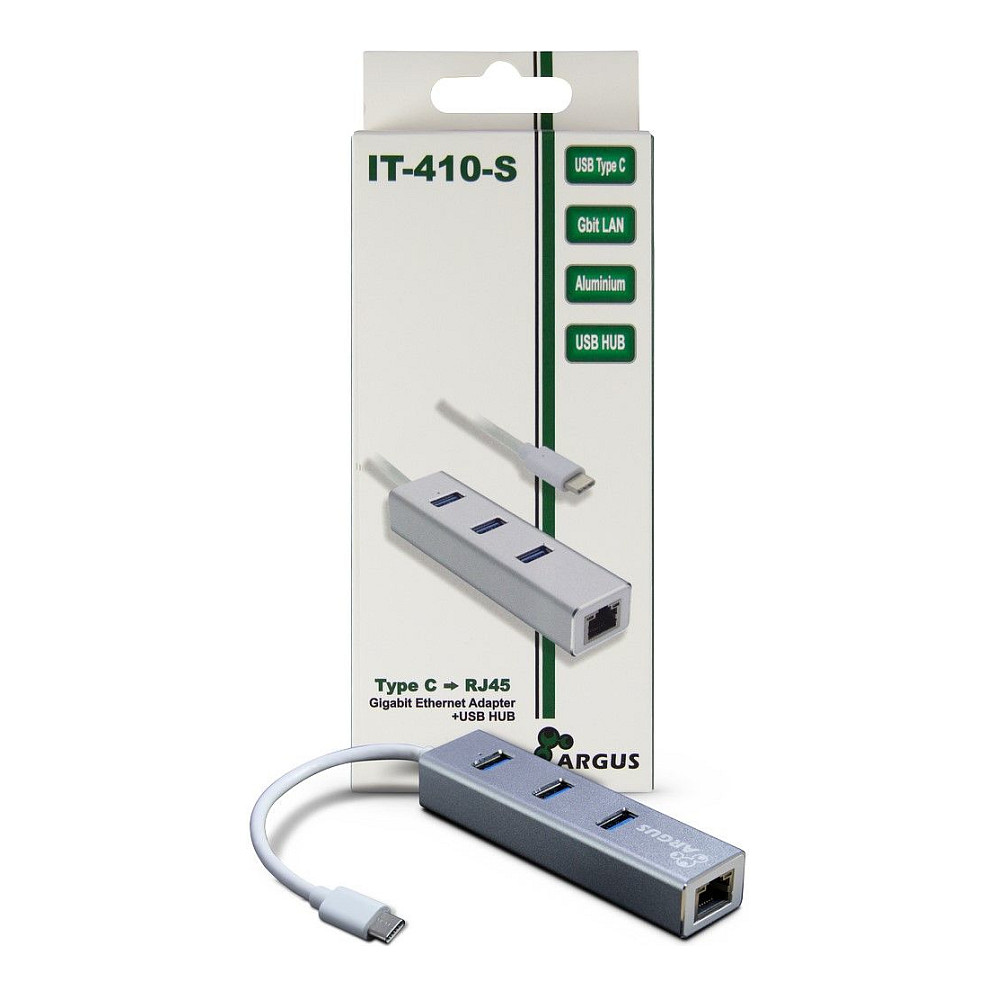 USB-C Hub INTER-TECH Argus IT-410-S (3x USB 3.2, Gigabit LAN) Silver-3