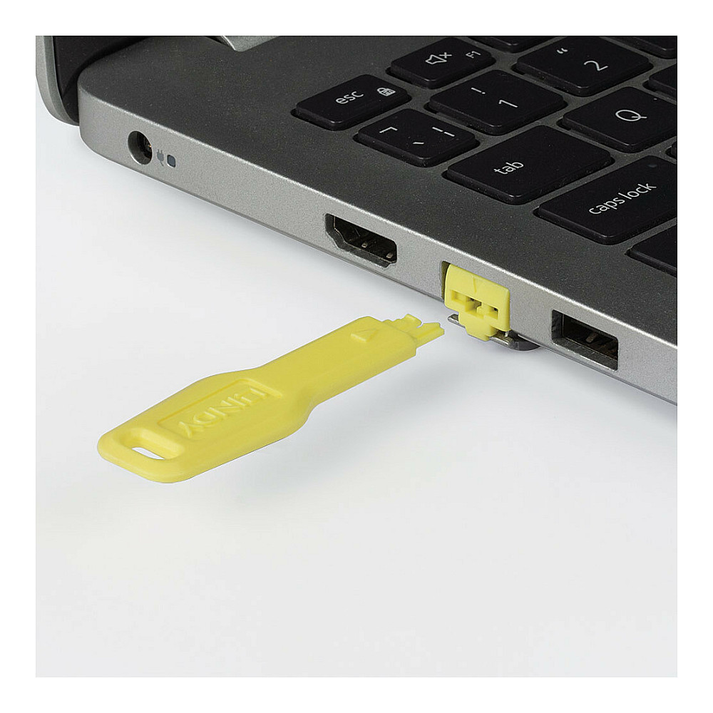 Sigurnosna brava za mrežni priključak LINDY RJ45 Port Blocker (žuta, 10 kom + 1 ključ)-1