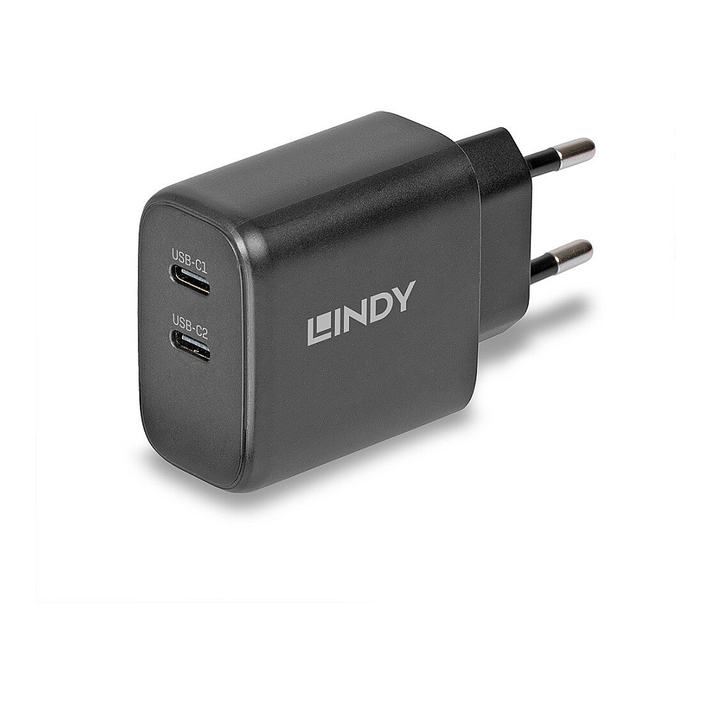 Strujni punjač LINDY 2-Port GaN 65W (USB-C & USB-A, PD 3.0, QC 4.0+)-0
