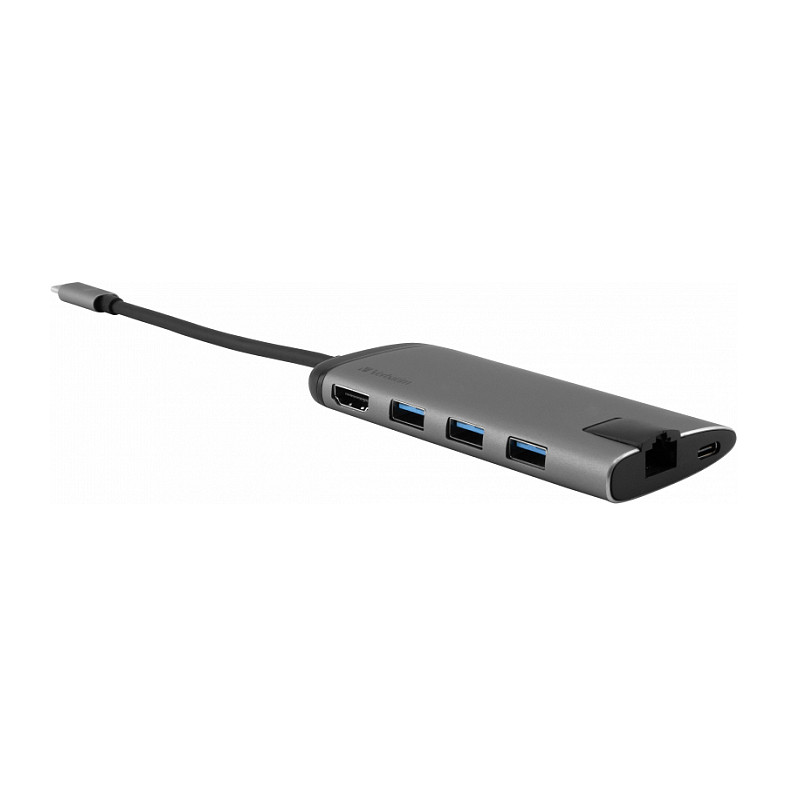 USB-C Hub VERBATIM Multiport 7-u-1 (2x USB 3.0, USB-C PD, 4K HDMI, Gigabit Ethernet, SD/microSD)-3