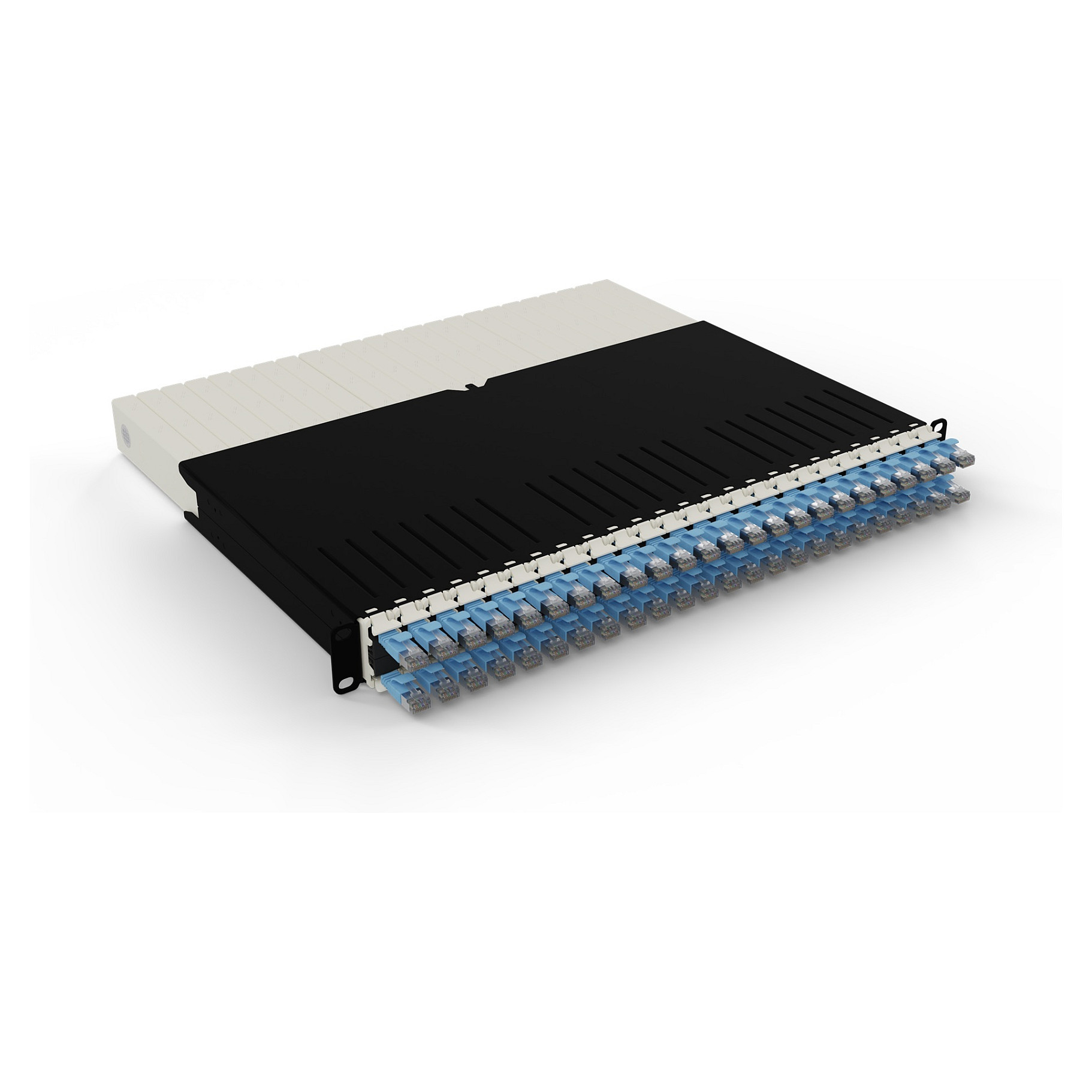 Sustav za upravljanje kabelima PATCHBOX Plus+ STP Cat. 6a (1U, 24 x 0.8m, plavi)-0