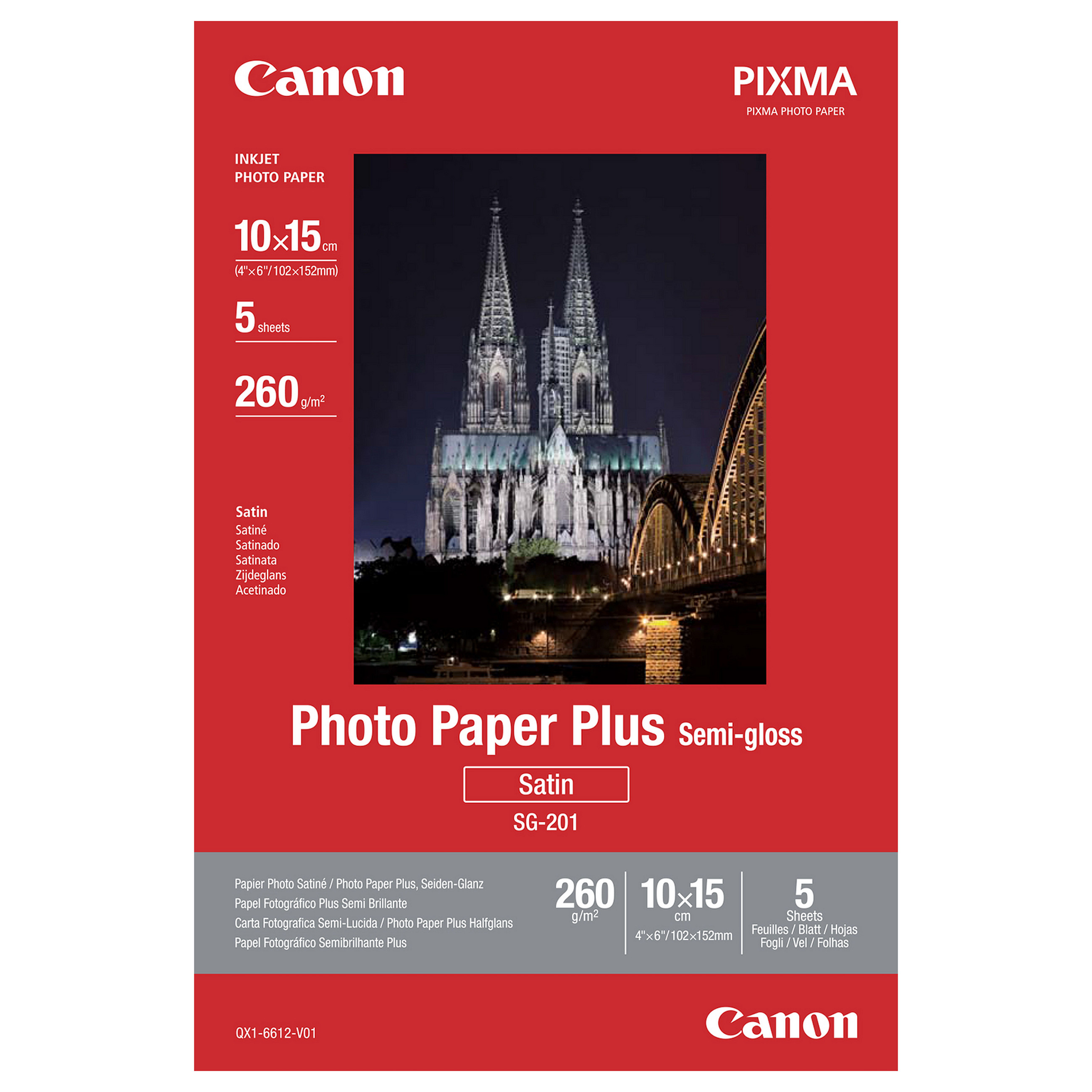Foto papir CANON SG-201 Photo Paper Plus Semi-gloss (10x15 cm, 260 g/m², 5 listova)