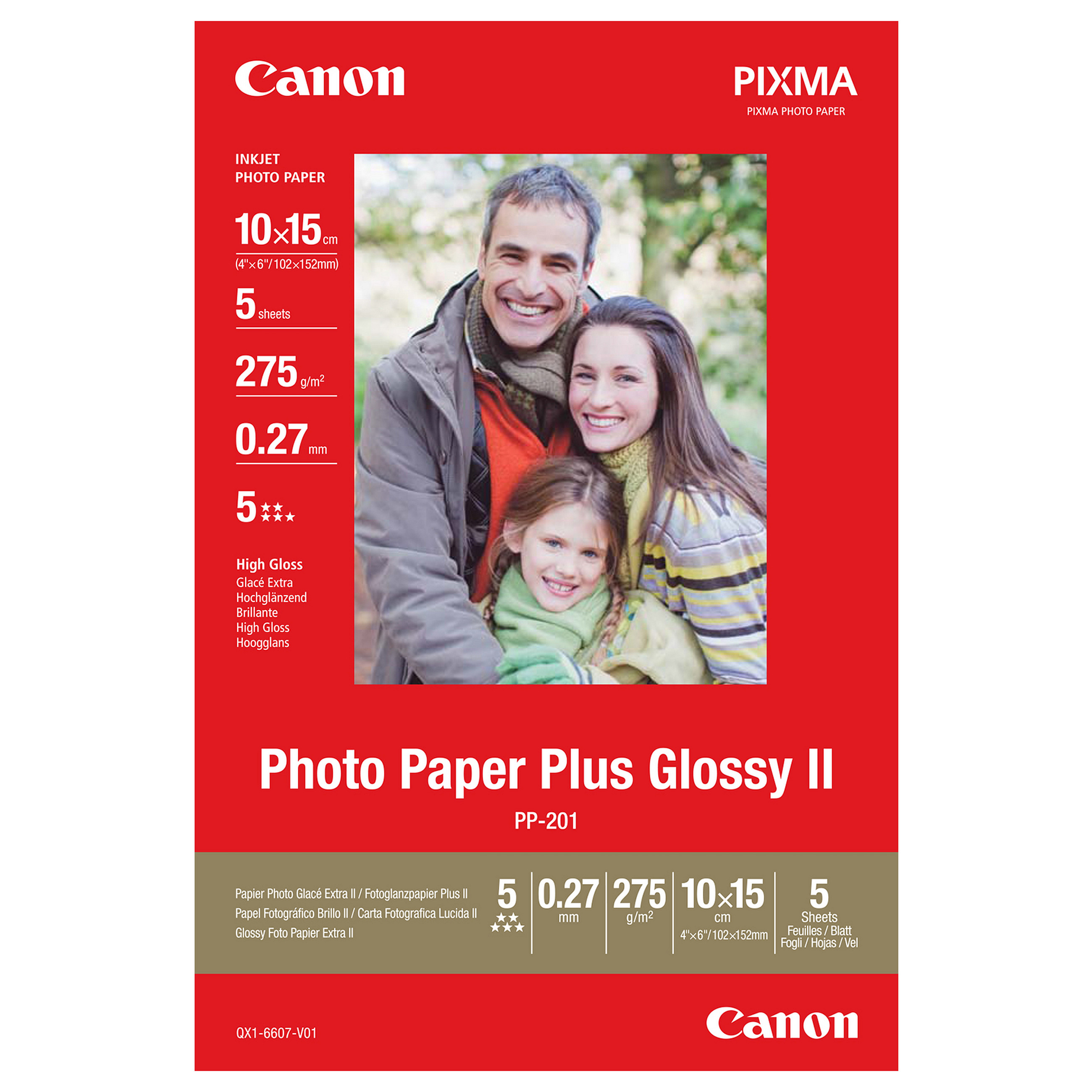 Foto papir CANON PP-201 Plus Glossy II (10x15 cm, 265 g/m², 5 listova)-0