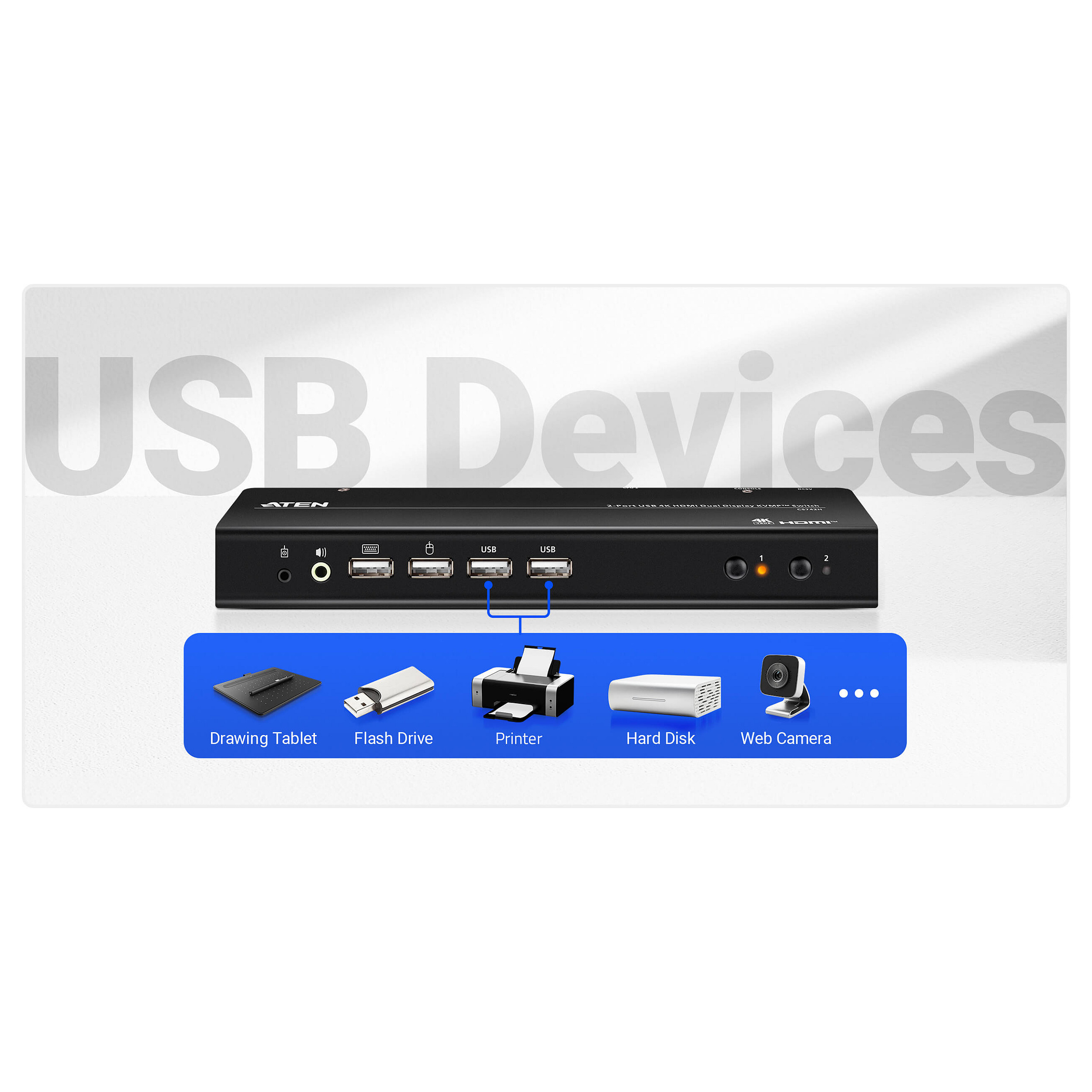 KVM Switch ATEN CS742H (2-portni, USB, 4K HDMI, Dual Display)-6