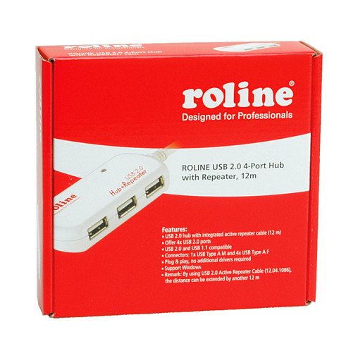 USB Hub ROLINE 2.0 4-Port s Repeaterom (12m, aktivno pojačalo)-1