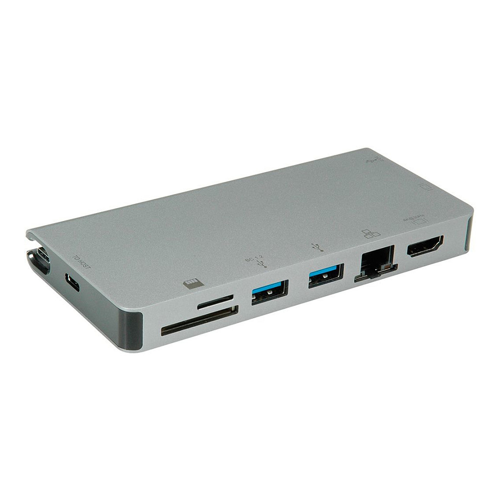 Docking stanica ROLINE USB-C 7-u-1 (HDMI 4K, VGA, 2x USB 3.2, LAN, PD 100W, čitač kartica)