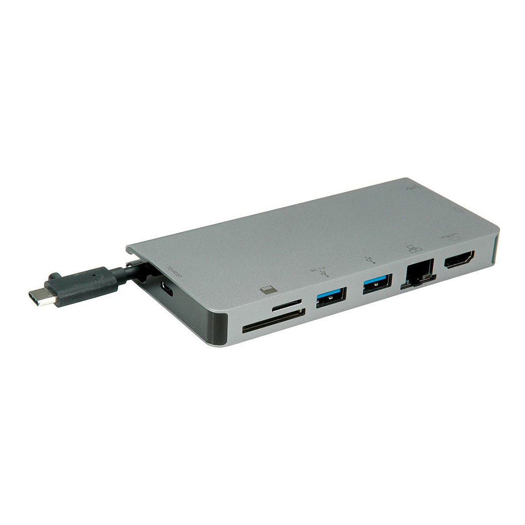 Docking stanica ROLINE USB-C 7-u-1 (HDMI 4K, VGA, 2x USB 3.2, LAN, PD 100W, čitač kartica)-1