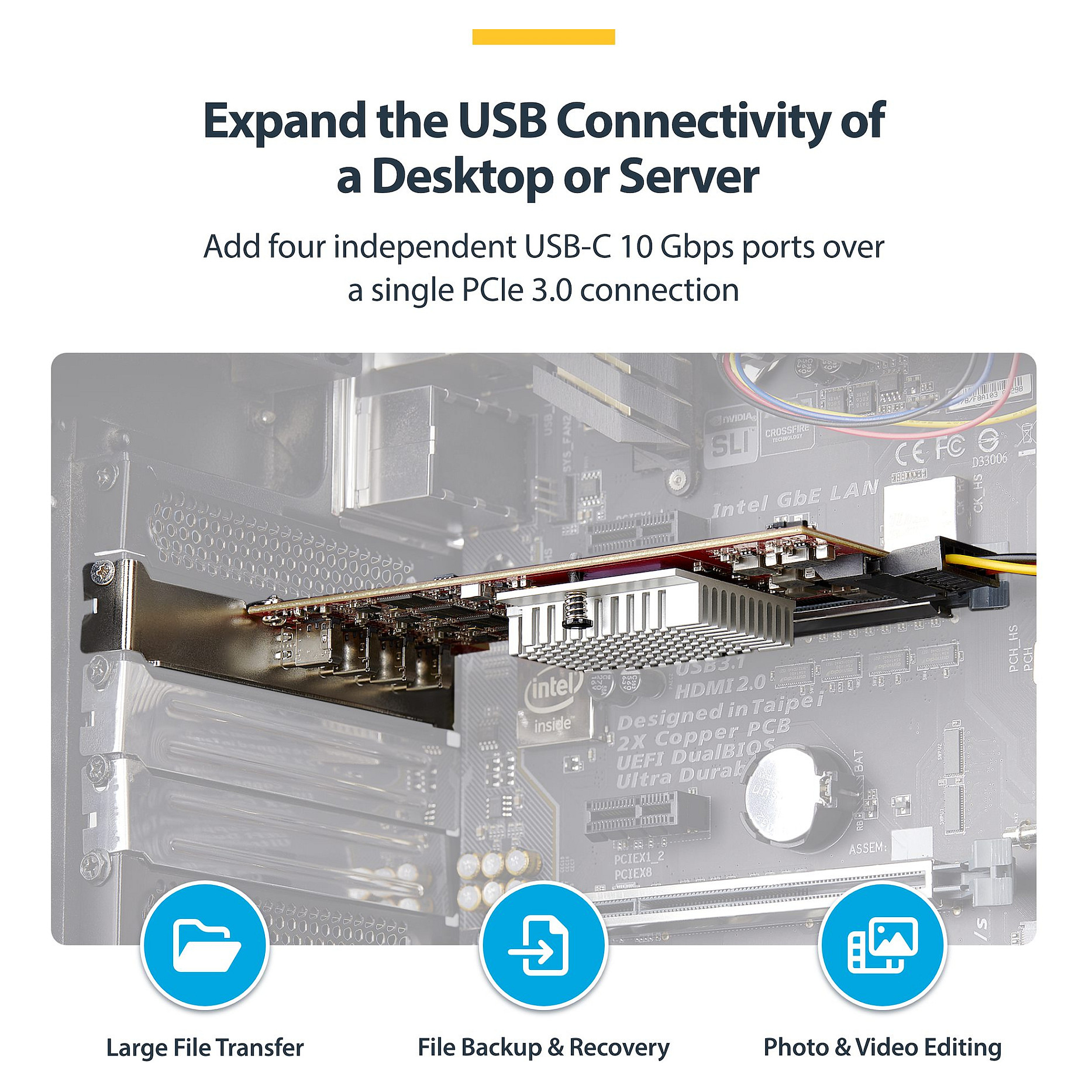 USB-C PCIe kartica STARTECH 4-Port (10Gbps, 4x kontrolera, PCIe 3.0 x4)-1