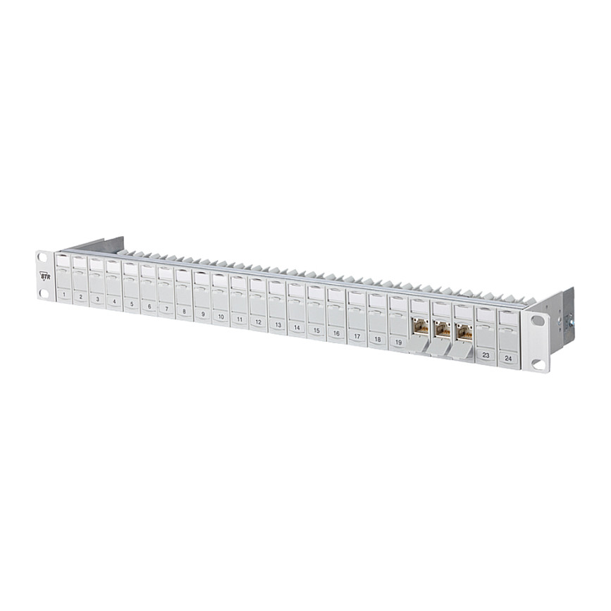 Mrežni patch panel METZ CONNECT 19" 1U (24 porta, Cat.6A, oklopljeni, sivi)-0