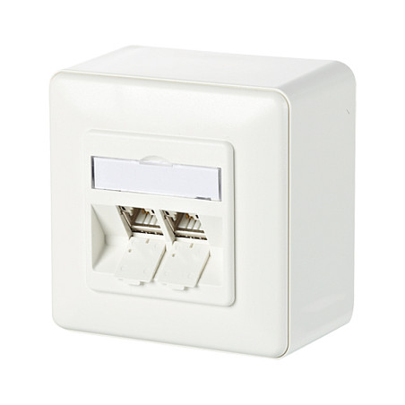 Mrežna utičnica METZ CONNECT C6Amodul 2 Port 180° AP (nadžbukna, Cat.6A, RAL9010)-0