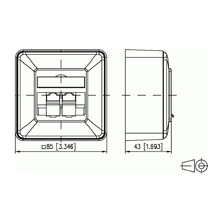 Mrežna utičnica METZ CONNECT E-DAT C6 8/8(8) AP (Cat.6, 1x RJ45, nadžbukna)-1