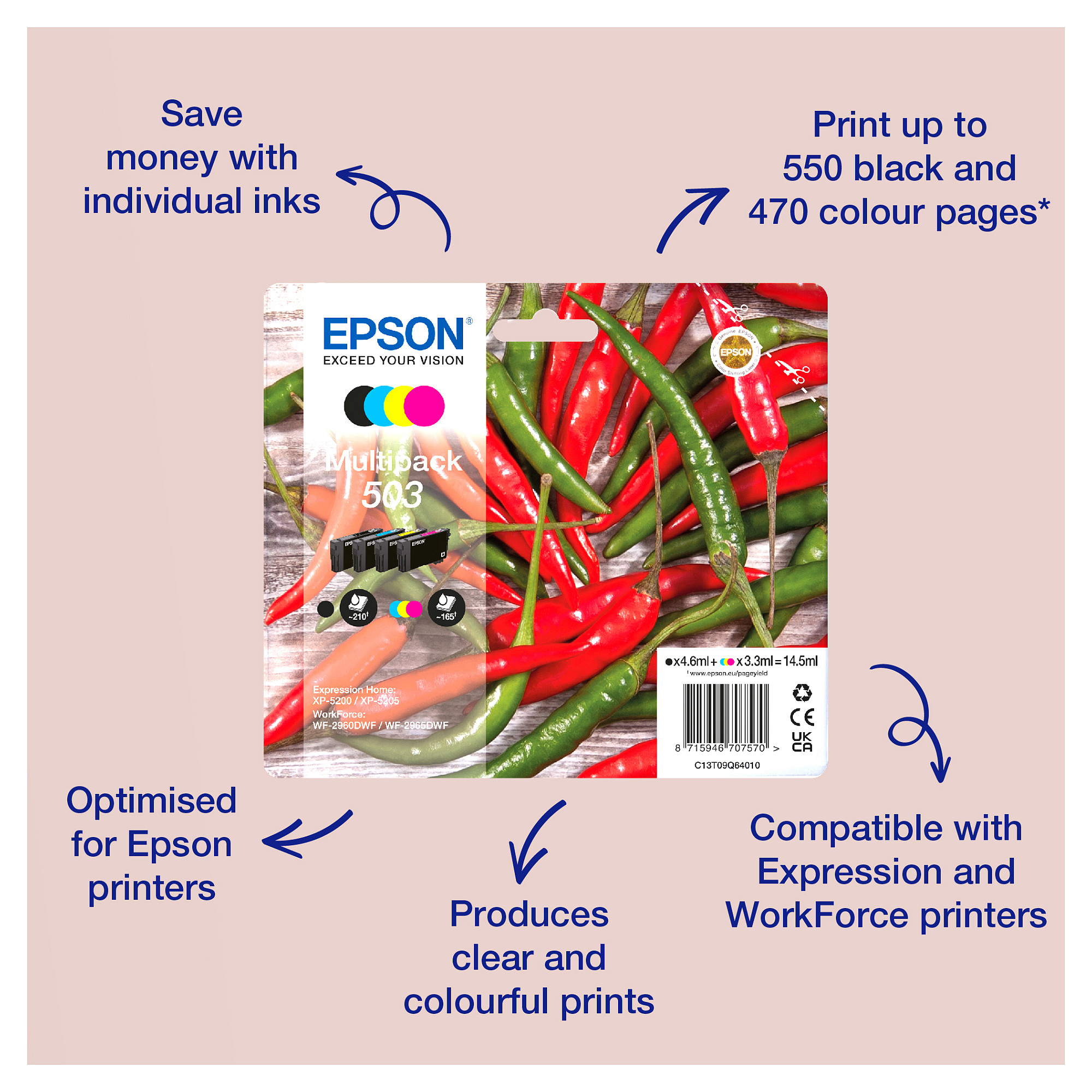 Tinta za printer EPSON 503XL Multipack (4 boje, XL kapacitet, EasyMail pakiranje)-4