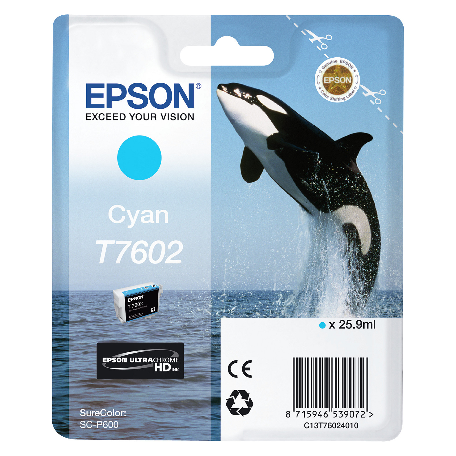 Tinta EPSON T7602 Cyan (25.9 ml, C13T76024010)-0