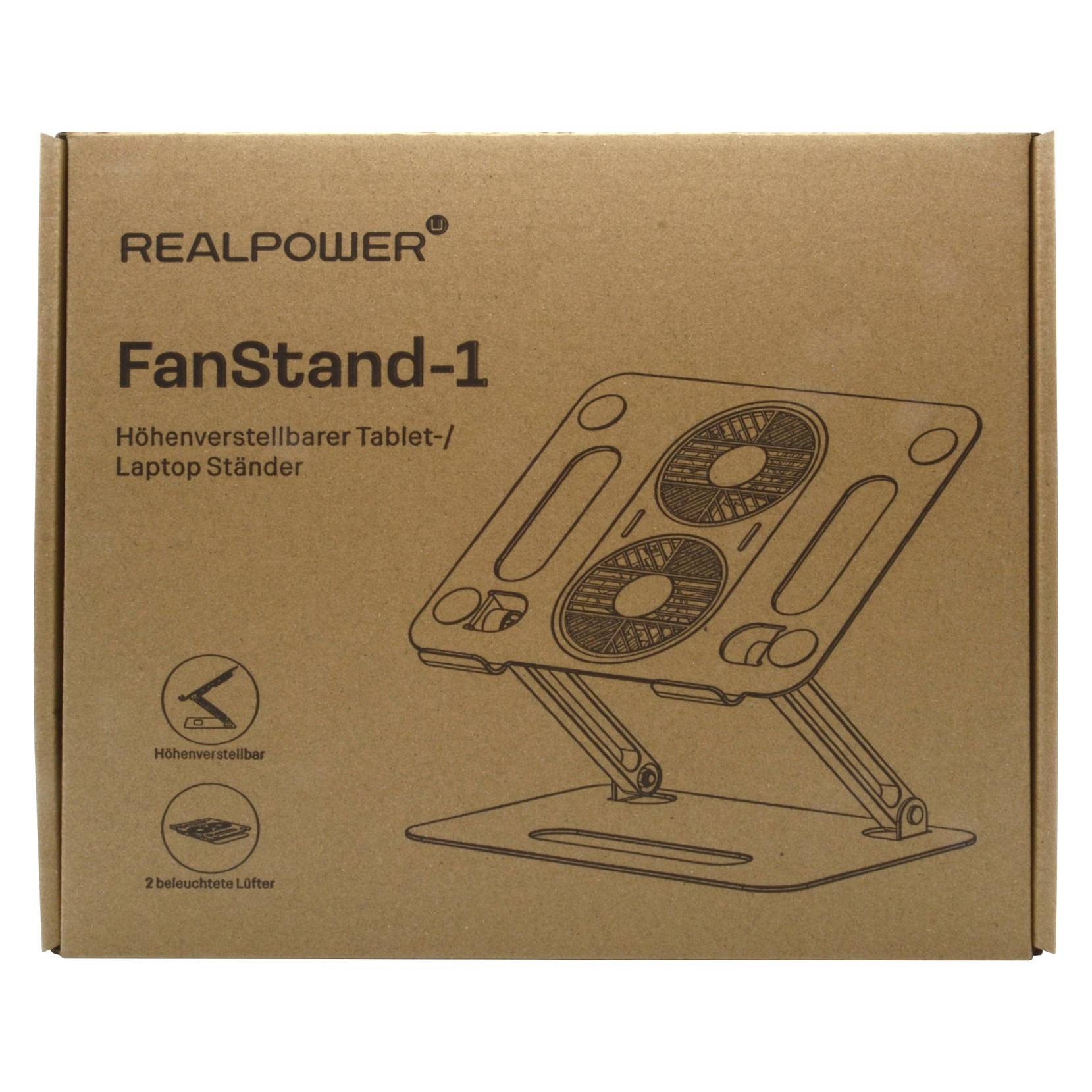 Stalak za laptop REALPOWER FanStand 1 (RGB ventilator, podesiva visina, do 17")-3