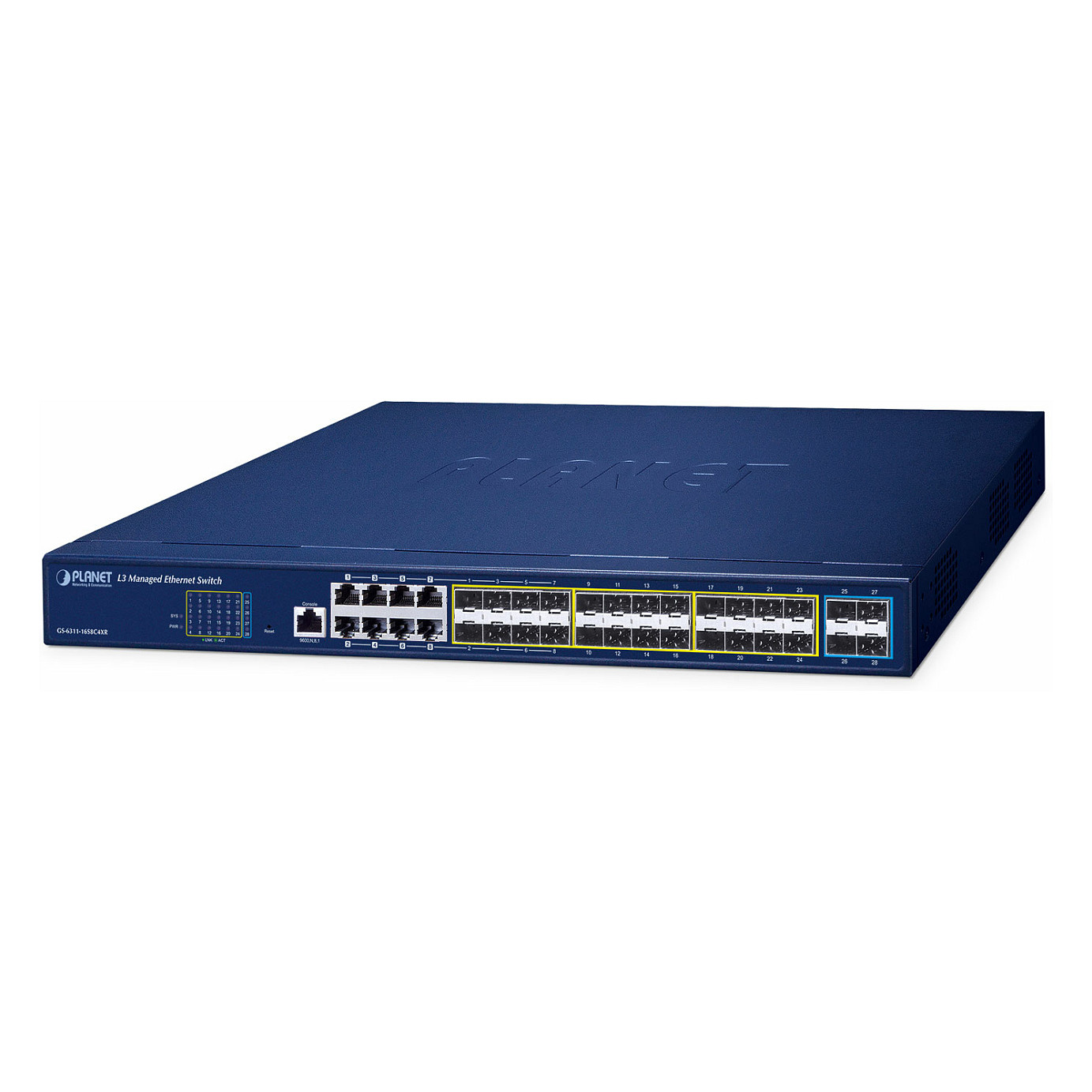 Mrežni switch PLANET GS-6311-16S8C4XR (L3, 16x SFP, 8x Gigabit, 4x 10G SFP+)