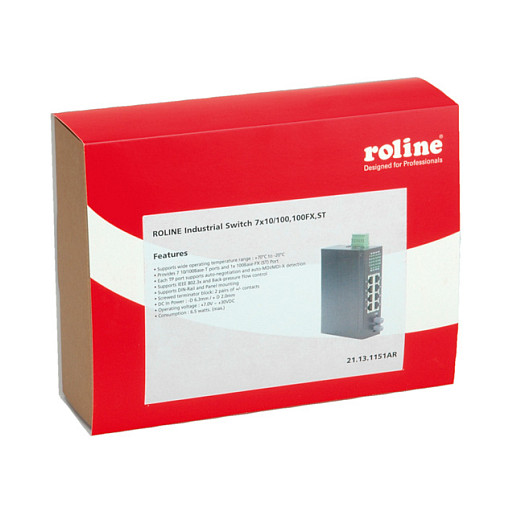 Mrežni Switch ROLINE Industrial 7x RJ-45 + 1x ST (Unmanaged, DIN-Rail, IP30)-0