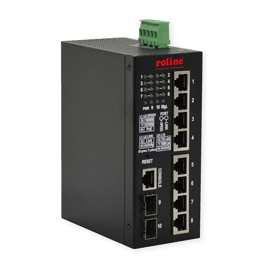 Industrijski mrežni switch ROLINE 21.14.1112 (10-portni Gigabit, 8x PoE+, 2x SFP, 240W, Smart Managed)-0