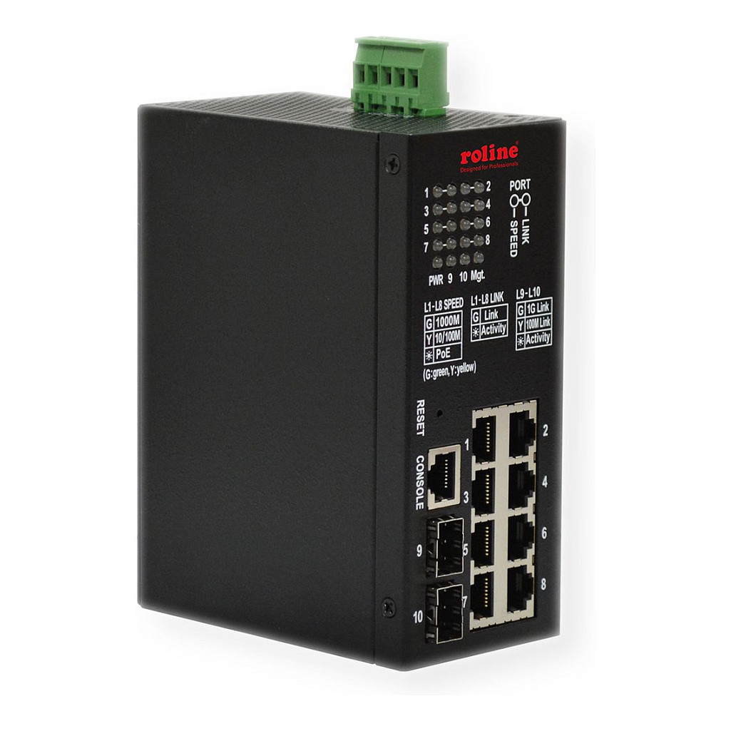 Mrežni switch ROLINE Industrial Gigabit 21.14.1112 (10-portni, 8x PoE+, 2x SFP, Smart Managed)-0