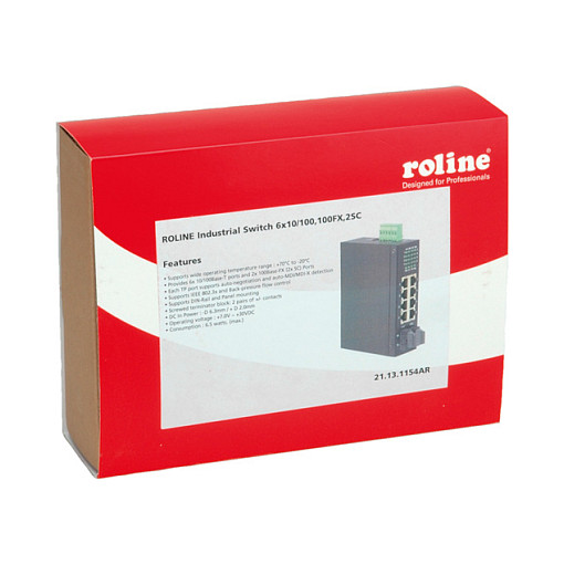 Mrežni switch ROLINE Industrial 8-Port Gigabit (6x RJ45, 2x Combo RJ45/SC, Unmanaged)-0
