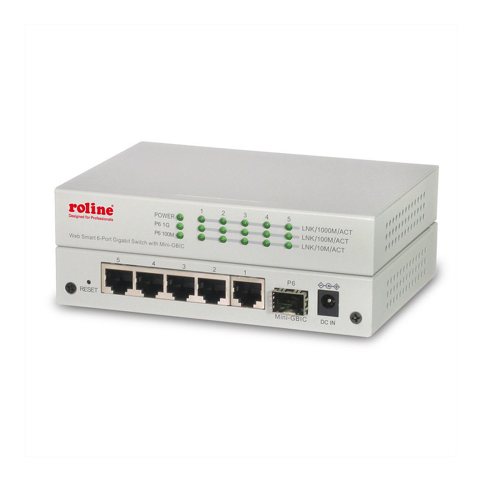 Mrežni Switch ROLINE Gigabit Ethernet 6-Port WebSmart (5x 1Gbps RJ45, 1x SFP)-0