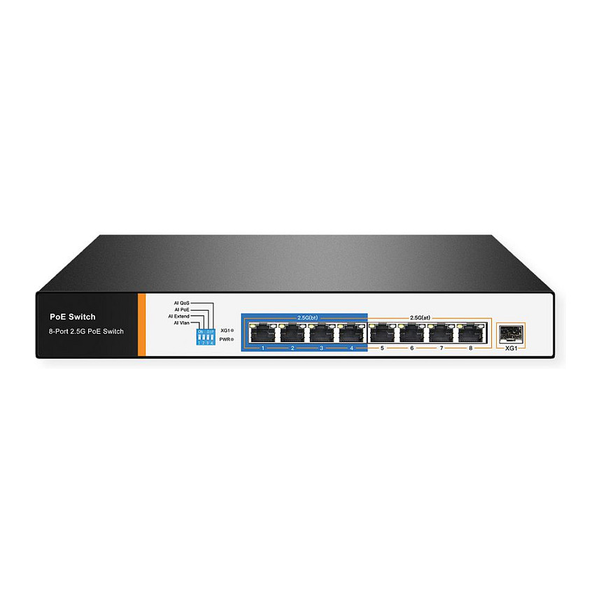Mrežni Switch VALUE PoE++ 2.5 Gigabit Ethernet 8-portni (8x 2.5G RJ45, 1x 10G SFP+, 240W)-0