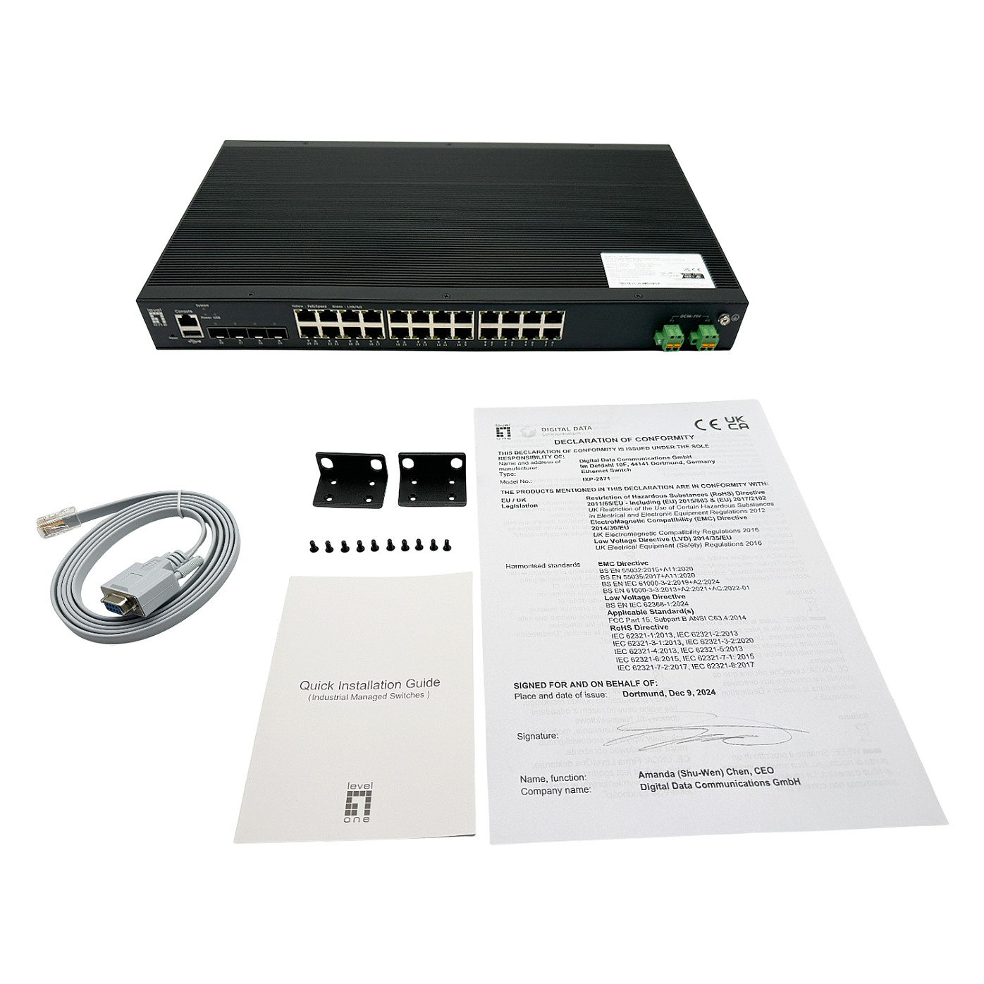 Mrežni Switch LEVELONE IGS-2804-370 (28-portni, 24x Gigabit PoE+, 4x SFP, 370W, L2 Managed, Industrijski)-3