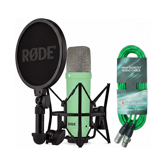 Kondenzatorski mikrofon RODE NT1 Signature Series (svijetlo zeleni, XLR, stolni stalak + kabel bundle)
