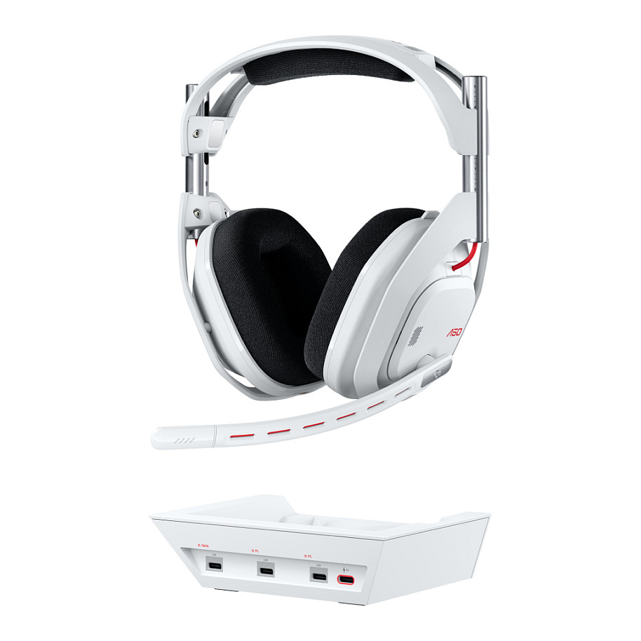 Gaming slušalice LOGITECH A50 LIGHTSPEED Wireless + Bazna stanica (PS5/PS4/PC, Dolby Audio, 15h baterija) White-6