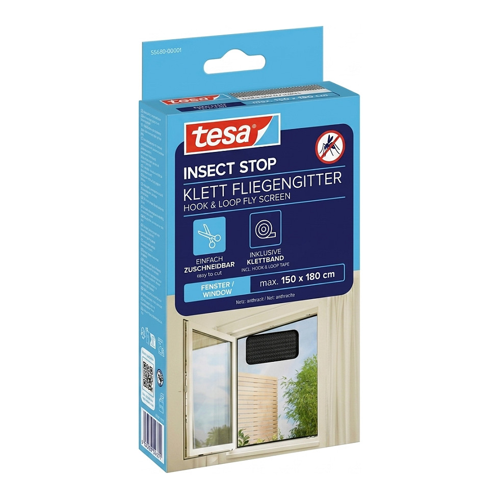 Mreža protiv insekata TESA Insect Stop Standard (1,5 m x 1,8 m, antracit, samoljepljiva)