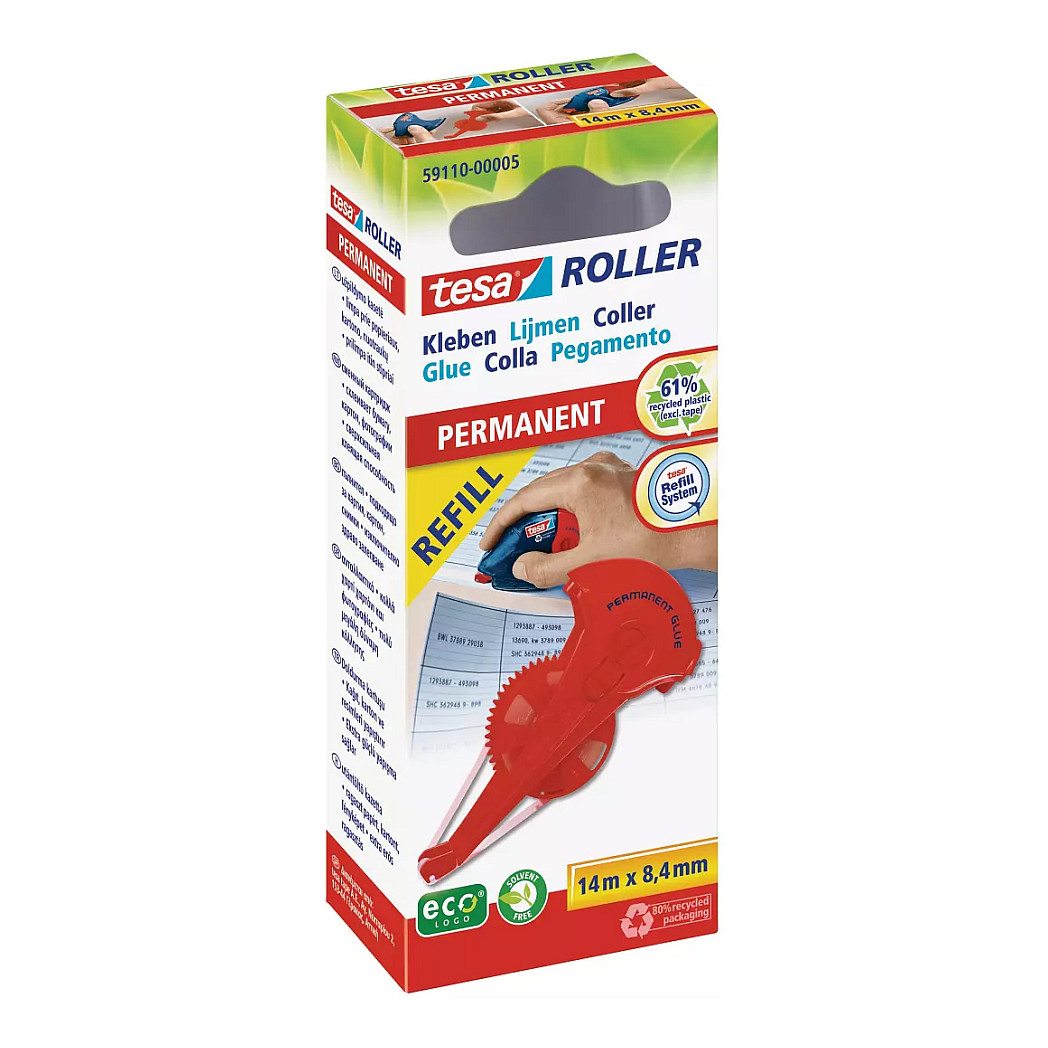 Ljepilo u traci TESA ecoLogo Kleberoller (14m x 8.4mm, punjivo, 100% reciklirano kućište)-2