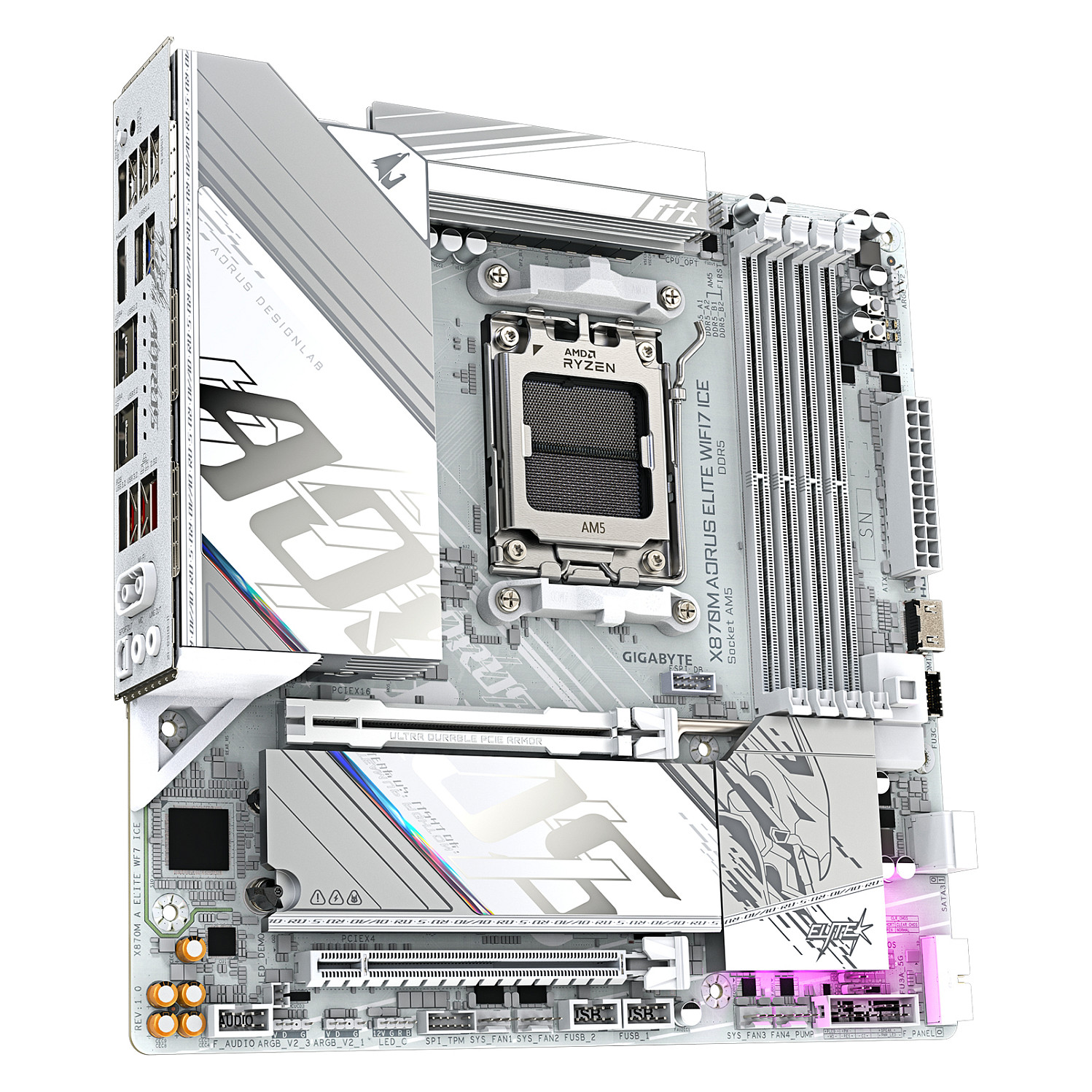 Matična ploča GIGABYTE X870M AORUS ELITE AX ICE (AM5, mATX, DDR5, Wi-Fi 7)-3