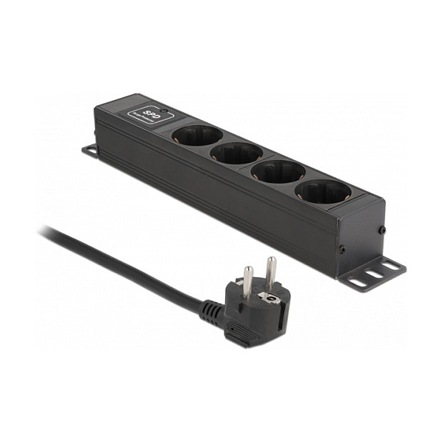 Letva s utičnicama DELOCK 19" 1U Rackmount (4x Schuko, prenaponska zaštita, 2m kabel)
