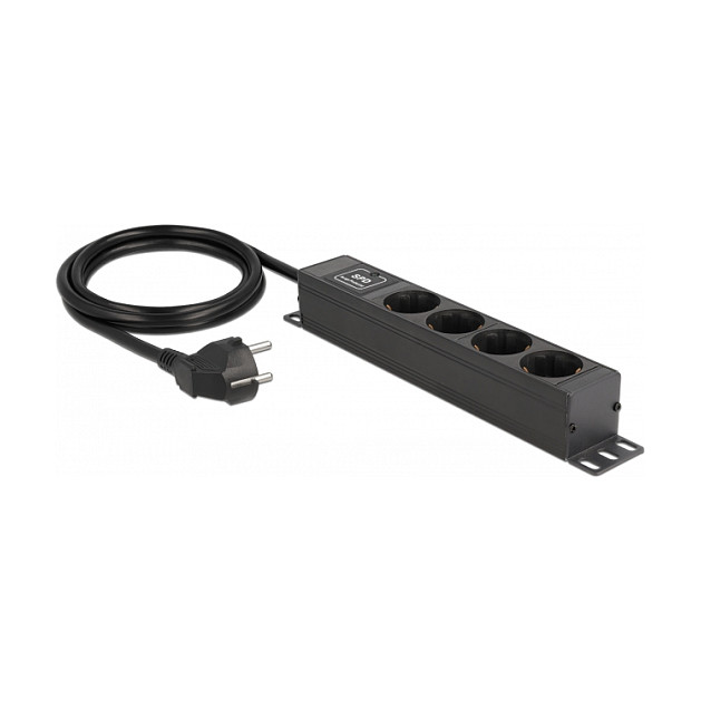 Letva s utičnicama DELOCK 19" 1U Rackmount (4x Schuko, prenaponska zaštita, 2m kabel)-1