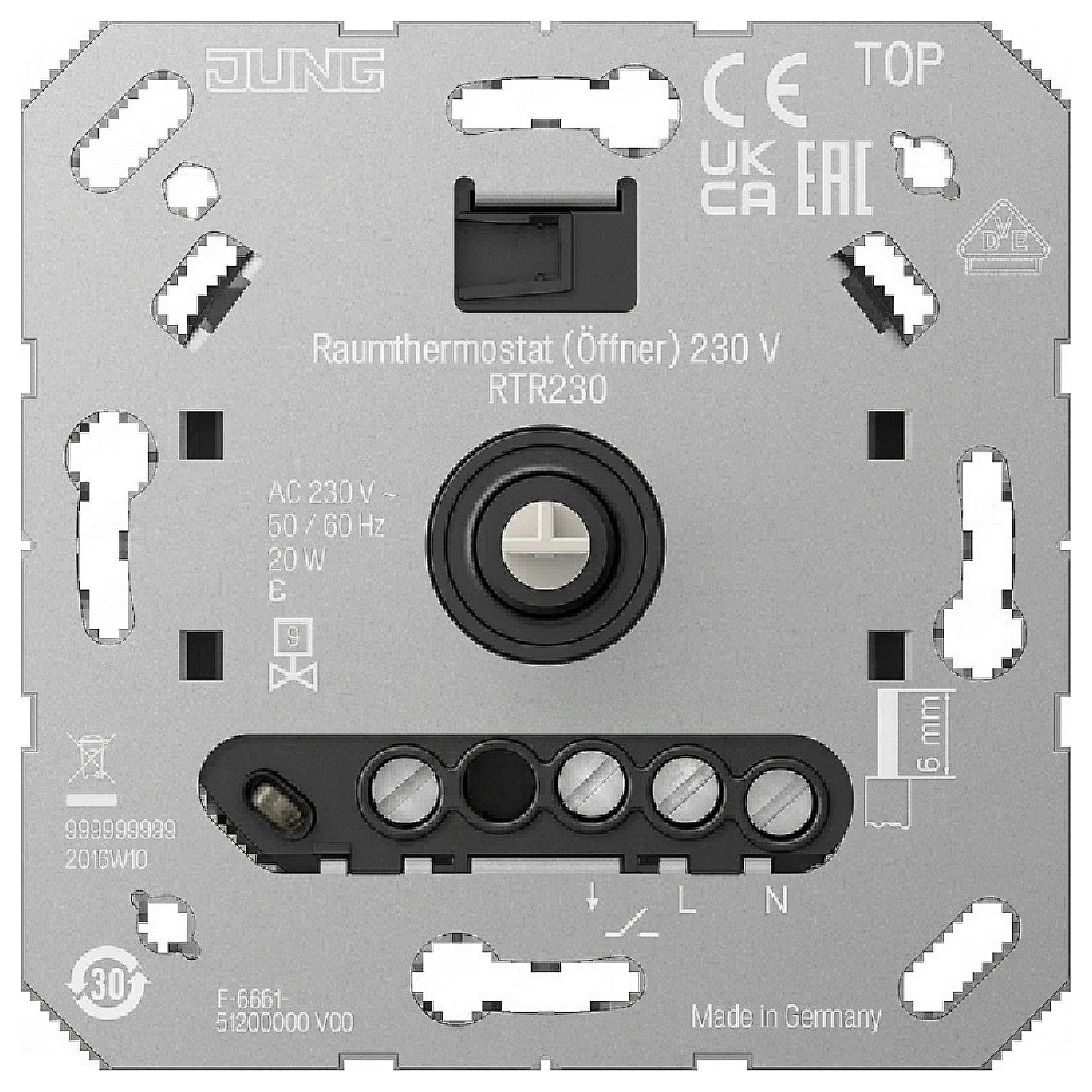 Sobni termostat JUNG RTR 230 (230 V, normalno zatvoren kontakt, 5-30 °C)-0