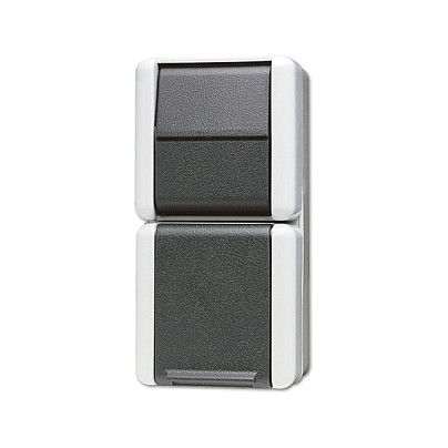 Nadžbukna utičnica s prekidačem JUNG 876 W (IP44, 16A, 250V, siva)-0