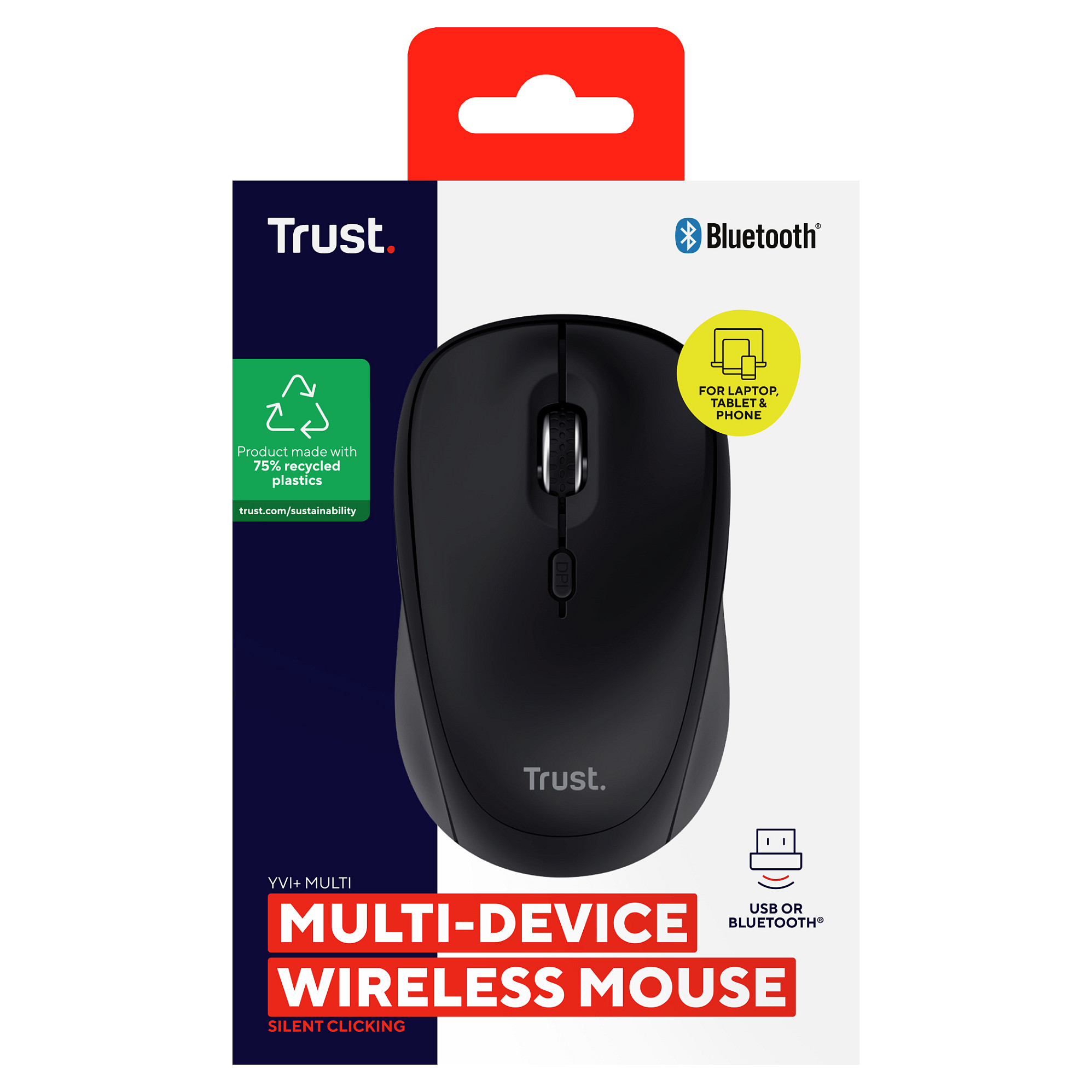 Bežični miš TRUST Yvi+ (Multi-Device, Bluetooth, 1600 DPI) crni-3