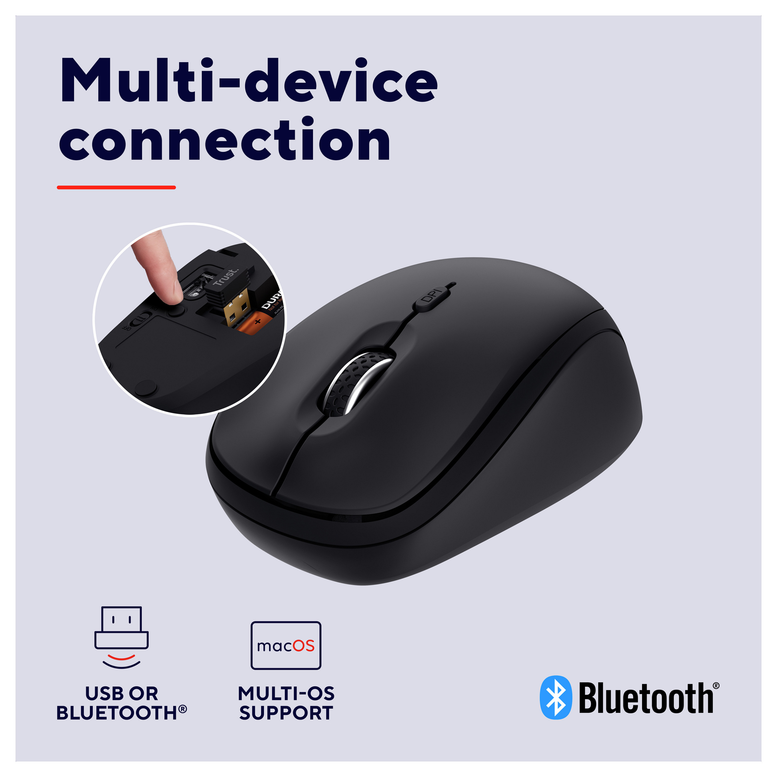 Bežični miš TRUST Yvi+ (Multi-Device, Bluetooth, 1600 DPI) crni-13
