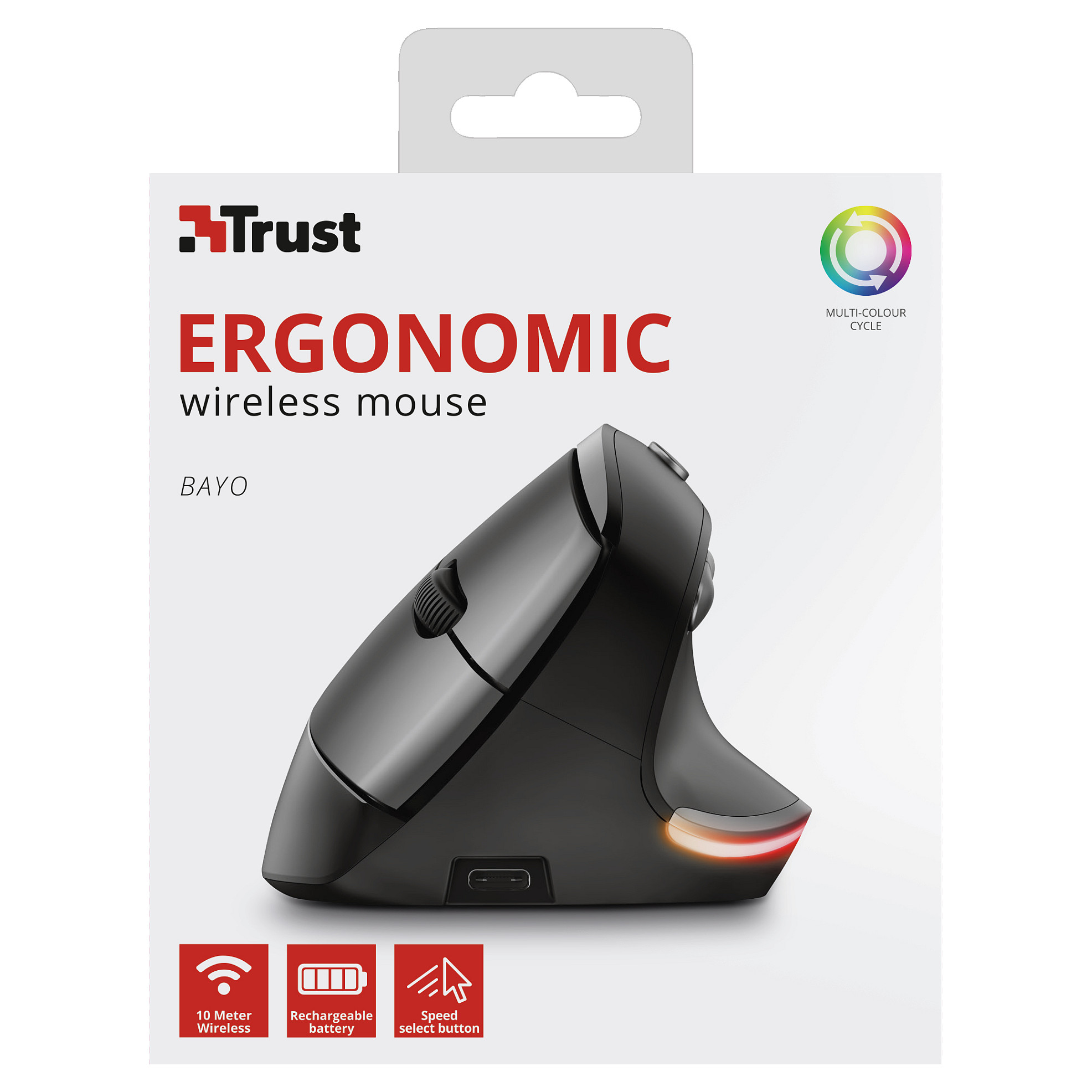 Bežični ergonomski miš TRUST Bayo (2.4 GHz, 2400 DPI, 6 tipki, punjivi)-10