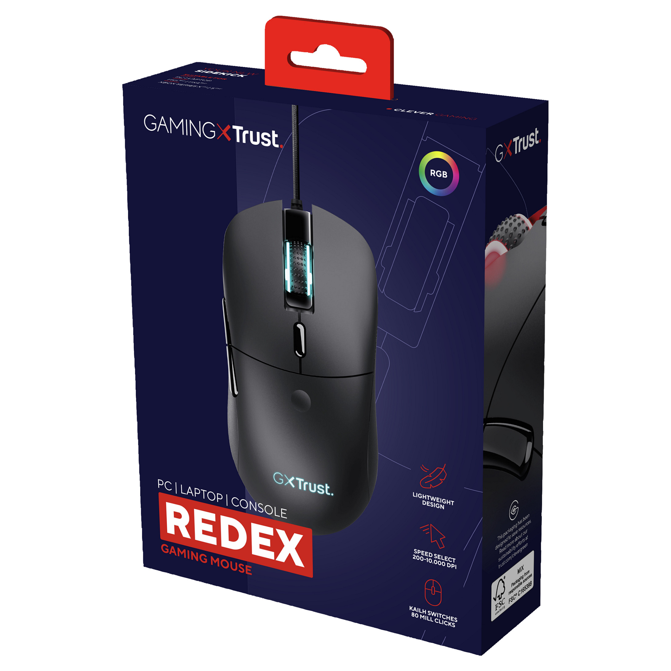 Gaming miš TRUST GXT 981 Redex (bežični, 10000 DPI, RGB, Kailh prekidači)-4