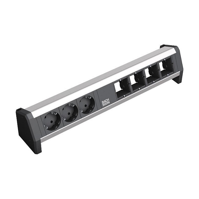 Stolna letva s utičnicama BACHMANN DESK 2 (3x šuko, 4x custom modul, GST18)