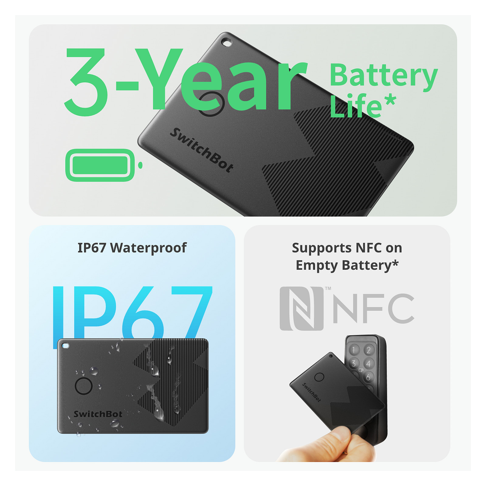 Pametni lokator SWITCHBOT Card (Apple Find My, NFC, IPX7, 3 godine baterije)-3