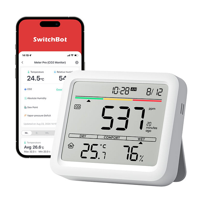 Pametni senzor SWITCHBOT CO2 Meter (NDIR senzor, temperatura, vlaga, E-ink zaslon)-1