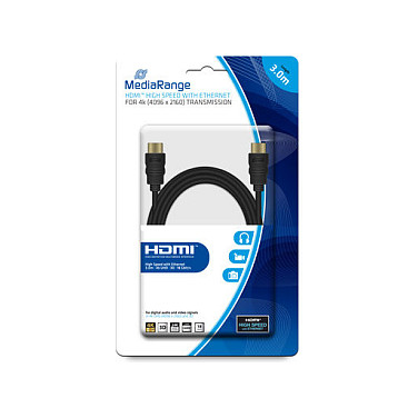 HDMI kabel MEDIARANGE 3m (4K UHD, High Speed with Ethernet, pozlaćeni konektori)-0