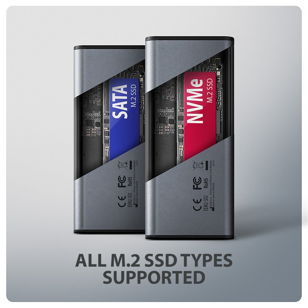 Vanjsko kućište za M.2 SSD AXAGON EEM2-SD2 (USB-C 3.2 Gen 2, NVMe & SATA, s ekranom)-4