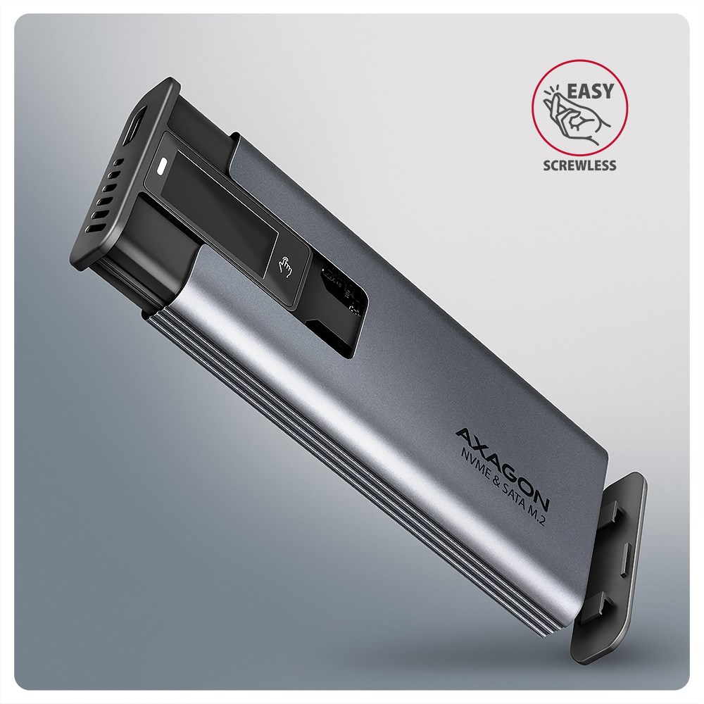 Vanjsko kućište za M.2 SSD AXAGON EEM2-SD2 (USB-C 3.2 Gen 2, NVMe & SATA, s ekranom)-5