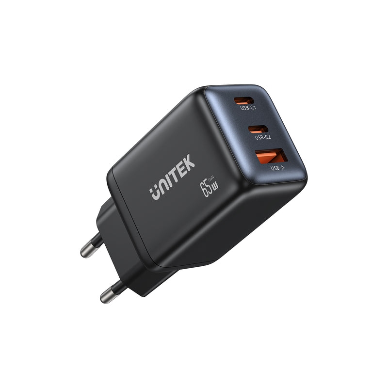 Zidni punjač UNITEK P1112A (65W, GaN, 2x USB-C, 1x USB-A, PD 3.0)-0
