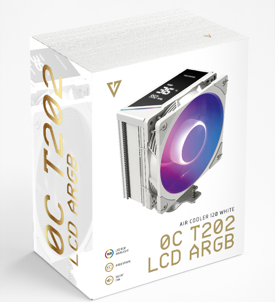 Hladnjak za procesor MODECOM Volcano 0C-T202 LCD ARGB, 120mm, bijeli-1