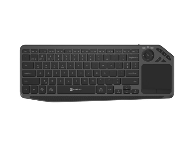 Tipkovnica NATEC Turbot 2 US Smart TV NKL-2317 (multimedijska, bežična, s touchpadom, crno-siva, internacionalna non HR tipkovnica)
