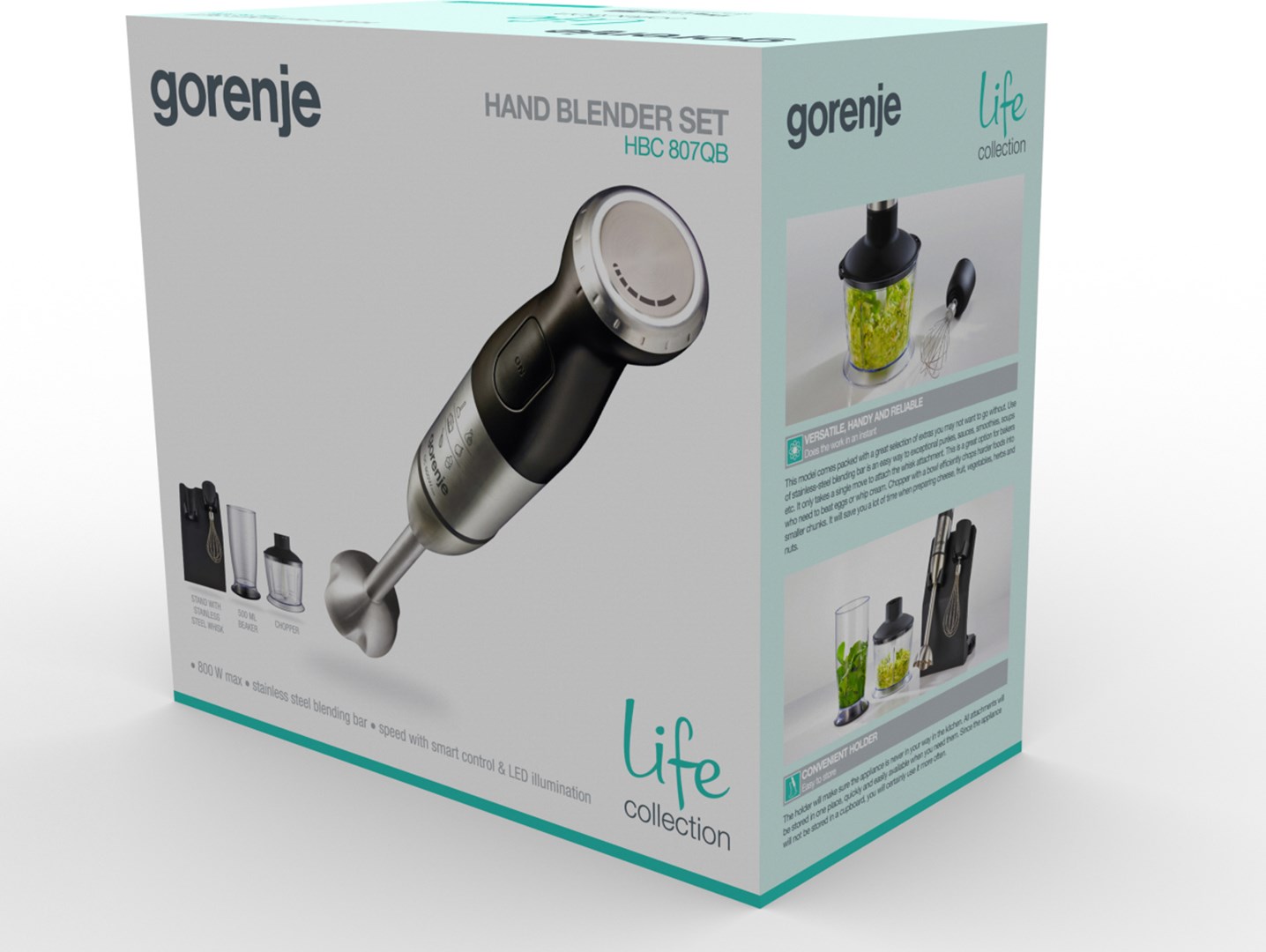 Gorenje HBC807QB 0.5 L Hand mixer 800 W Black, Stainless steel-3
